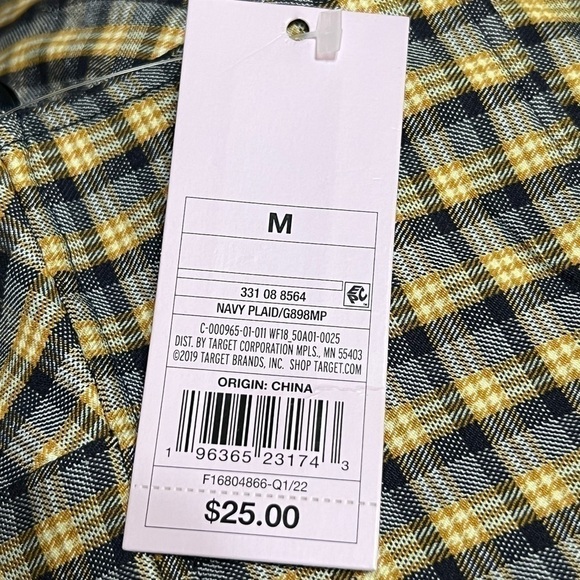 WILD Fable Spaghetti Strap Adjustable Yellow Navy Plaid Dress Women’s Size M - Picture 10 of 14